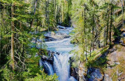 "Somewhere Along Johnston Canyon, Alberta Canada," by Ross Barbera, Acrylic on Canvas, 48" x 72", 2017